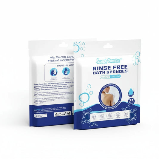 Sweet Carefor Rinse-Free Bath Sponge Wipes – Instant Body Wash for Sports, Camping, Festivals & Bedridden Care (25 Pack)